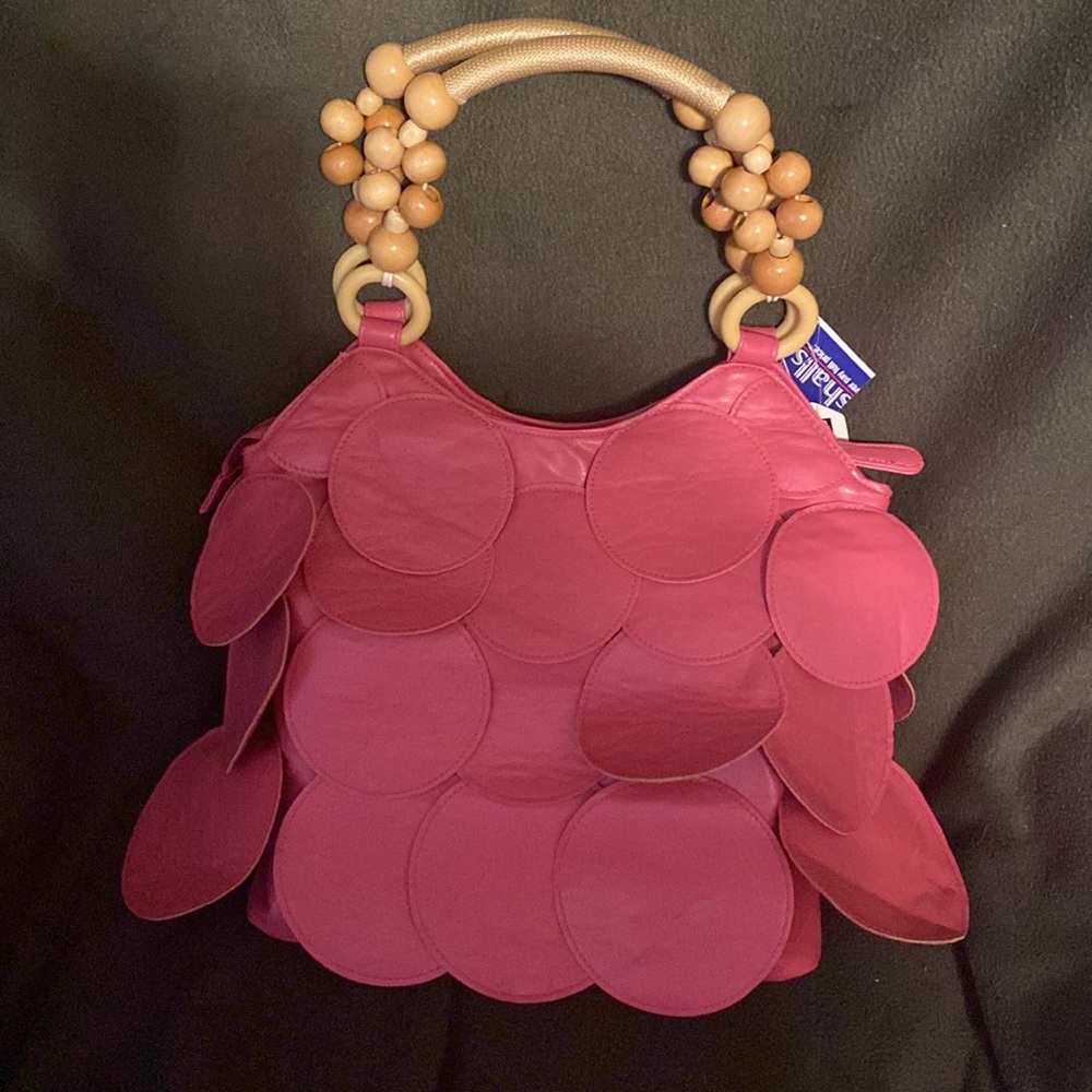 NWT Pink Circle Tiannl purse with wooden straps